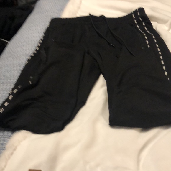 EUC Pink Victoria Secret Track Pants Large Pink Logo On Side Zip On Side & Leg - Picture 8 of 9